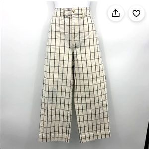 Madewell Emmett Wide Leg Crop Pants, Size 31, Windowpane Check High Rise Women’s
